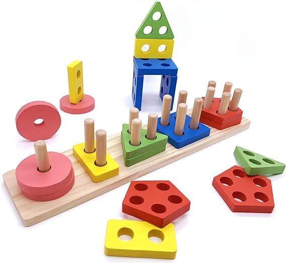 Euyecety Wooden Educational Toy Toddler Toy, Montessori Toy Sorting & Stacking Toy Wooden Puzzle ... | Amazon (CA)