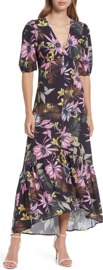 Floral Print Ruffle Hem Midi Dress | Nordstrom