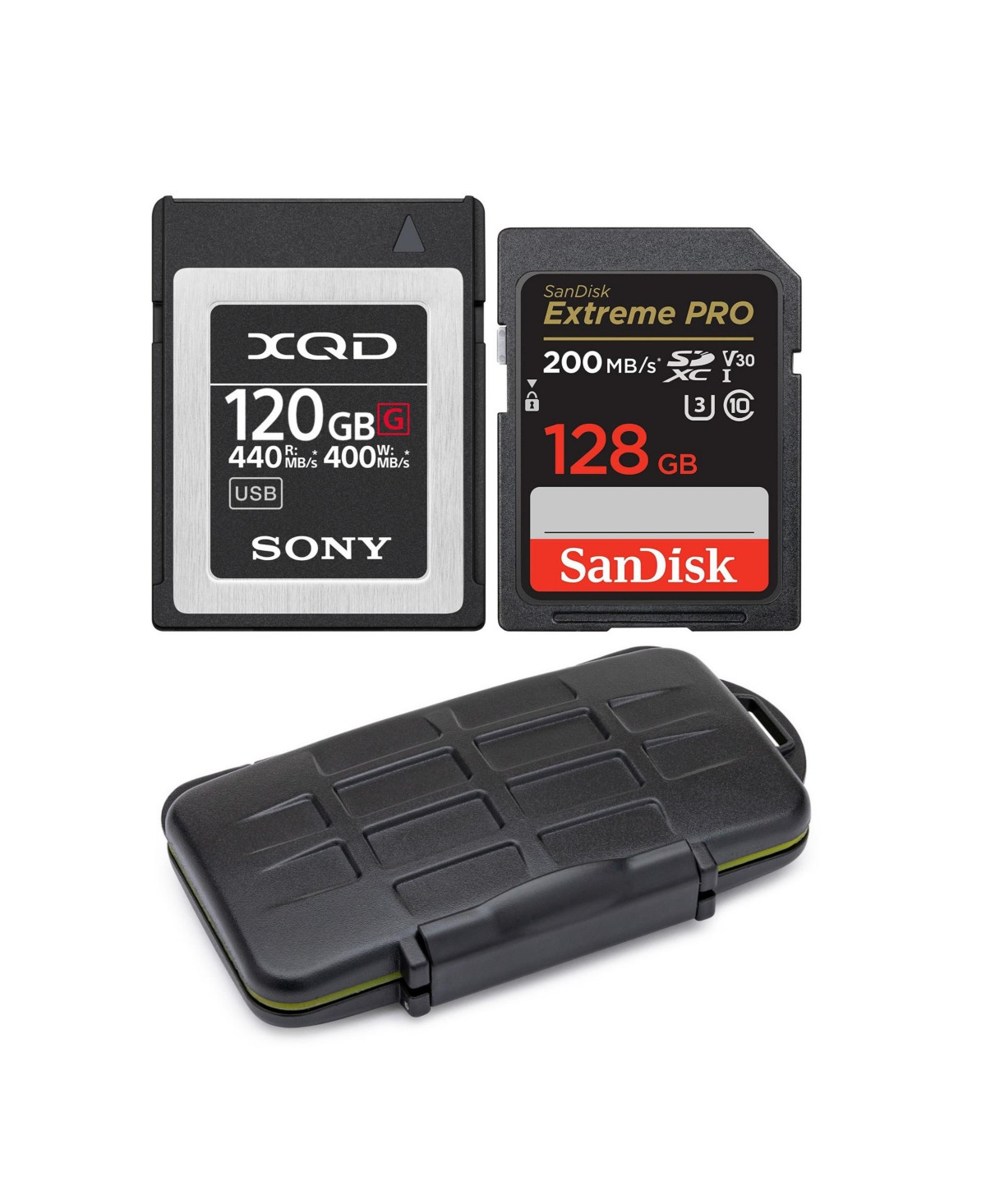 Sony 120GB Xqd G Series Memory Card with 128GB Sdxc Card and Memory Storage Case - Black | Macy's