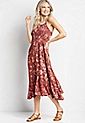 Pink Floral Smocked Top Midi Dress | Maurices