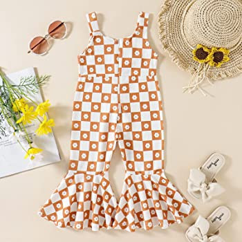 Girl Bell Bottoms Trousers Floral Jumpsuit One Piece Outfit Summer Toddler Clothes Girl | Amazon (US)