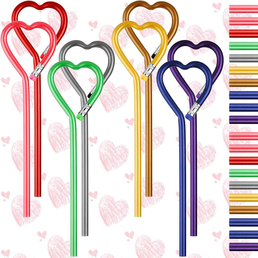 Fainne 28 Pcs Valentine's Day Pencils Heart Shape Pencils Assorted Colorful Heart Wooden Note Pen... | Amazon (US)