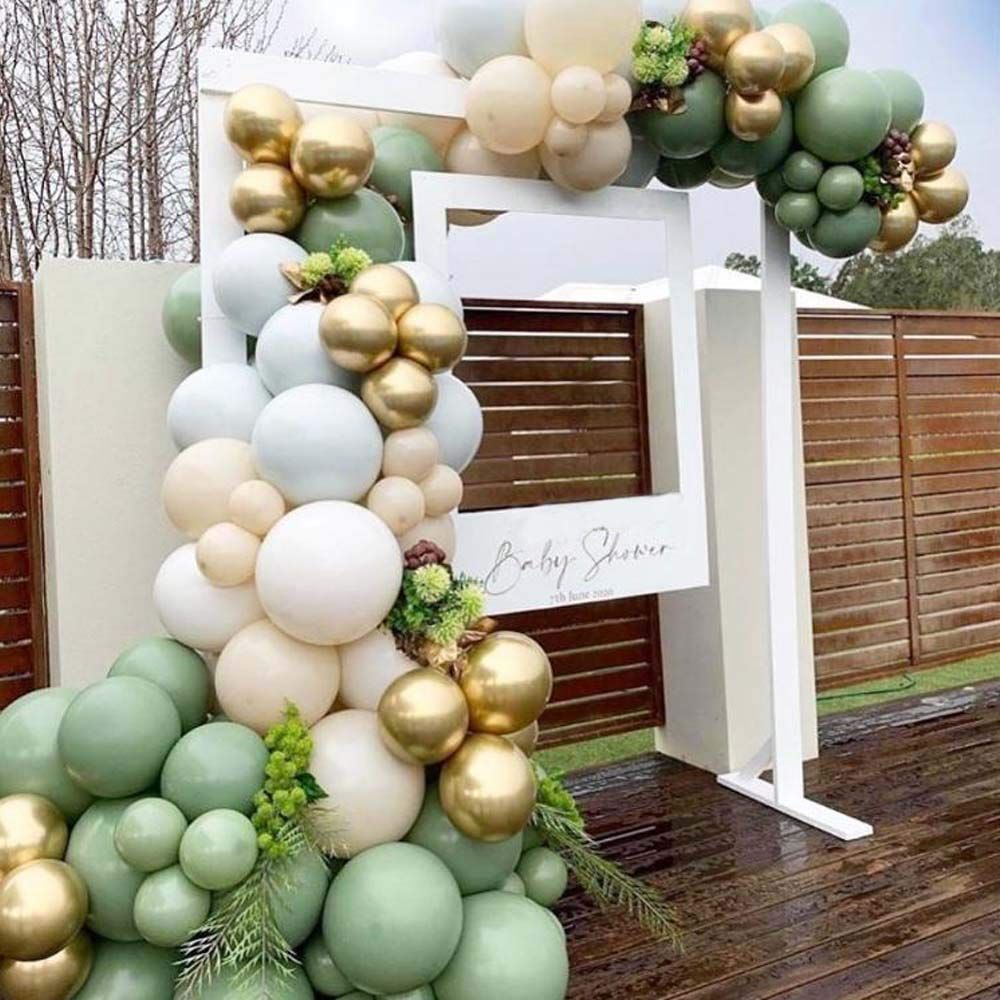 Double Stuffed Olive Green DIY Balloon Arch Garland Kit-Macaron Blue,Sage Green,Ivory White, Chrome  | Amazon (US)