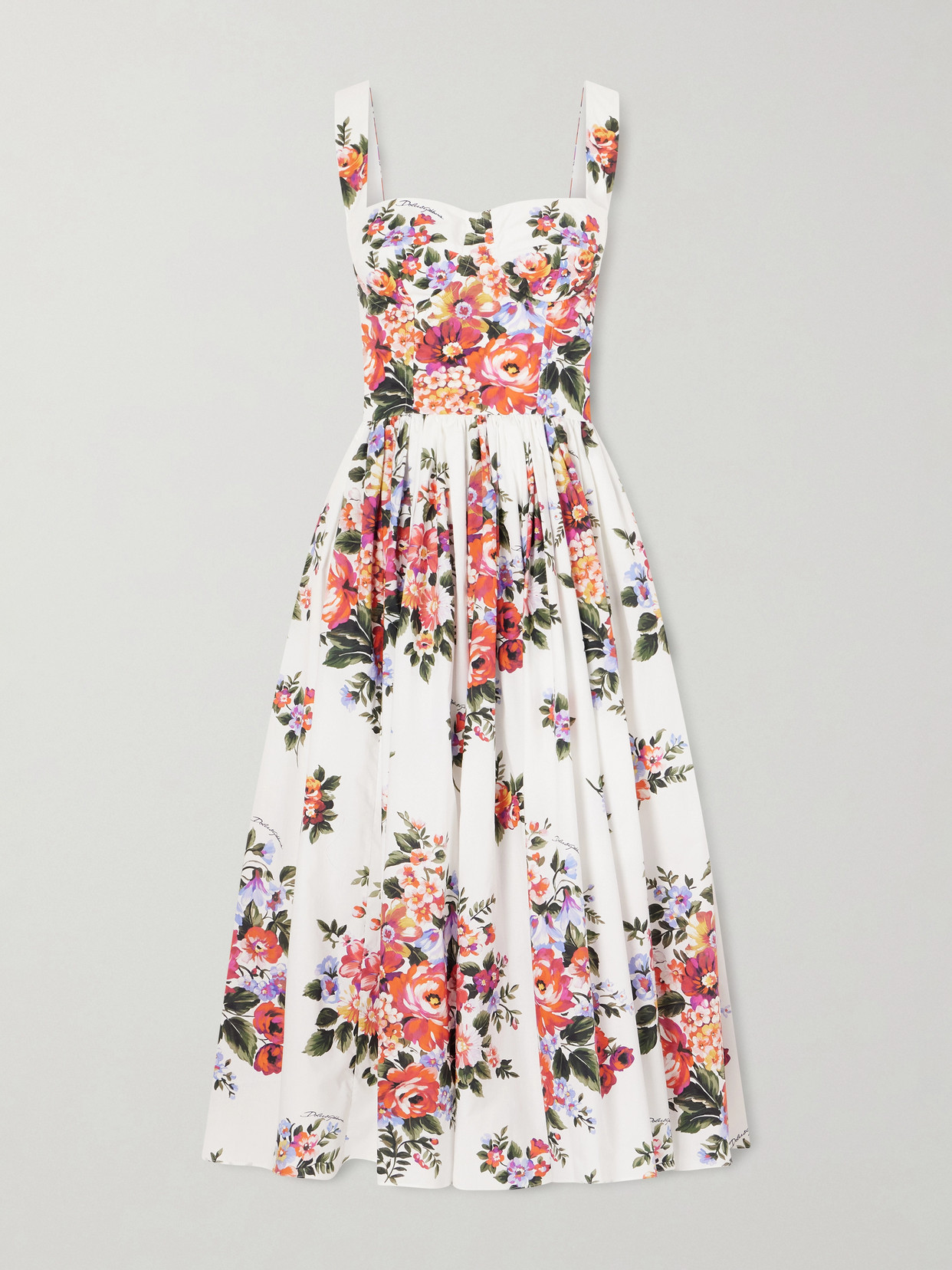 Dolce & Gabbana - Floral-print Cotton-poplin Midi Dress - White | NET-A-PORTER (US)
