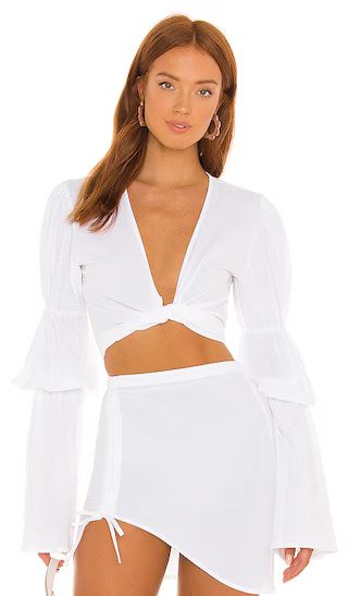 X REVOLVE Tie Front Top in White | Revolve Clothing (Global)