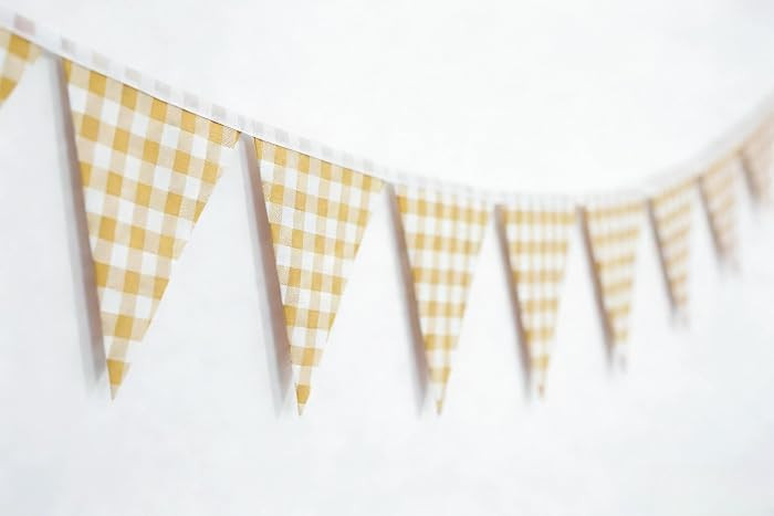 3 Pack Gingham Triangle Banner Set, Red Black White Yellow Checkered Cotton Linen Flags, 36 Doubl... | Amazon (US)