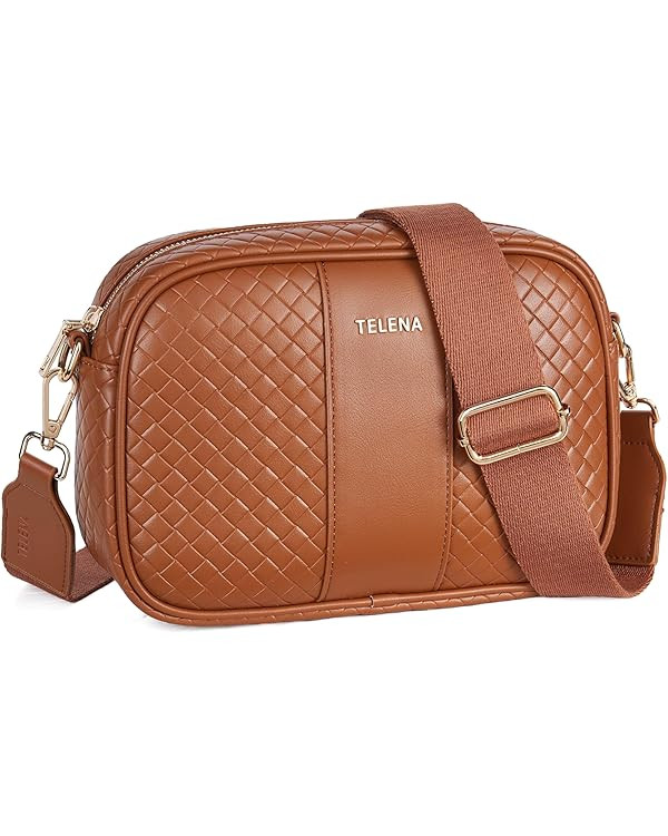 Telena Leather Crossbody Bags for Women Trendy Small Crossbody Purses with Wide Guitar Strap | Amazon (US)
