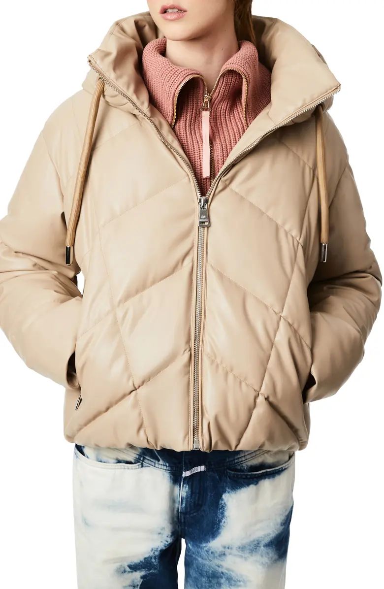Faux Leather Hooded Puffer Coat | Nordstrom