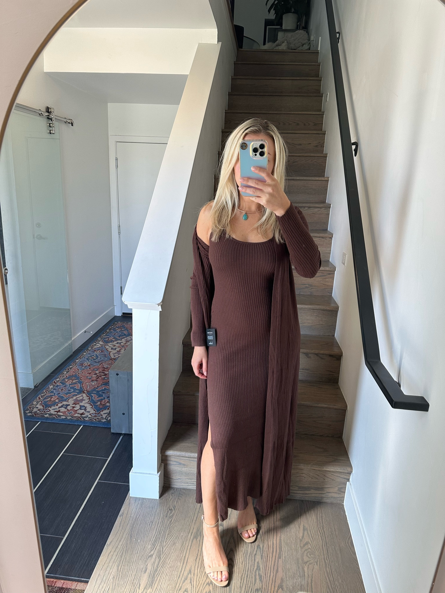 Lulus sweater dress and duster set 
Revolve necklace 
Sam Edelman heels 

Date night / fall outfit / midi dress / fall style / transitional outfit / 

#LTKSeasonal #LTKfindsunder100 #LTKstyletip