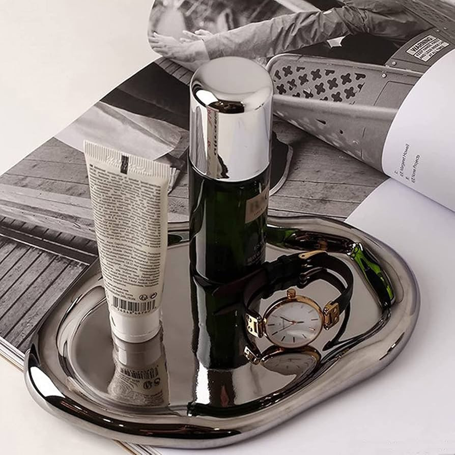 LFGKeng Modern Dresser Perfume Tray, 7.7"*5.3" Small Jewelry Countertop Organizer, Ceramic Cosmet... | Amazon (US)