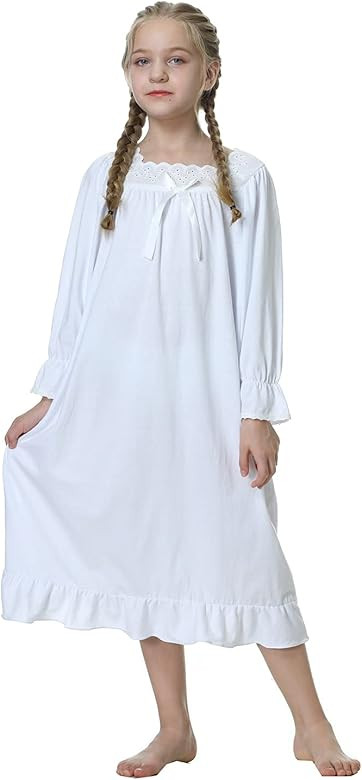 Lovely Girls Princess Nightgown Soft Cotton Sleepwear Kids 3-12 Years | Amazon (US)