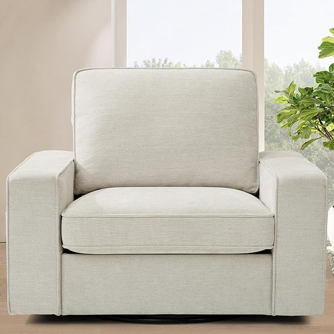 TEKAMON Swivel Accent Chair, Oversized Swivel Single Sofa Chair, Modern Chenille Fabric Barrel Ar... | Amazon (US)
