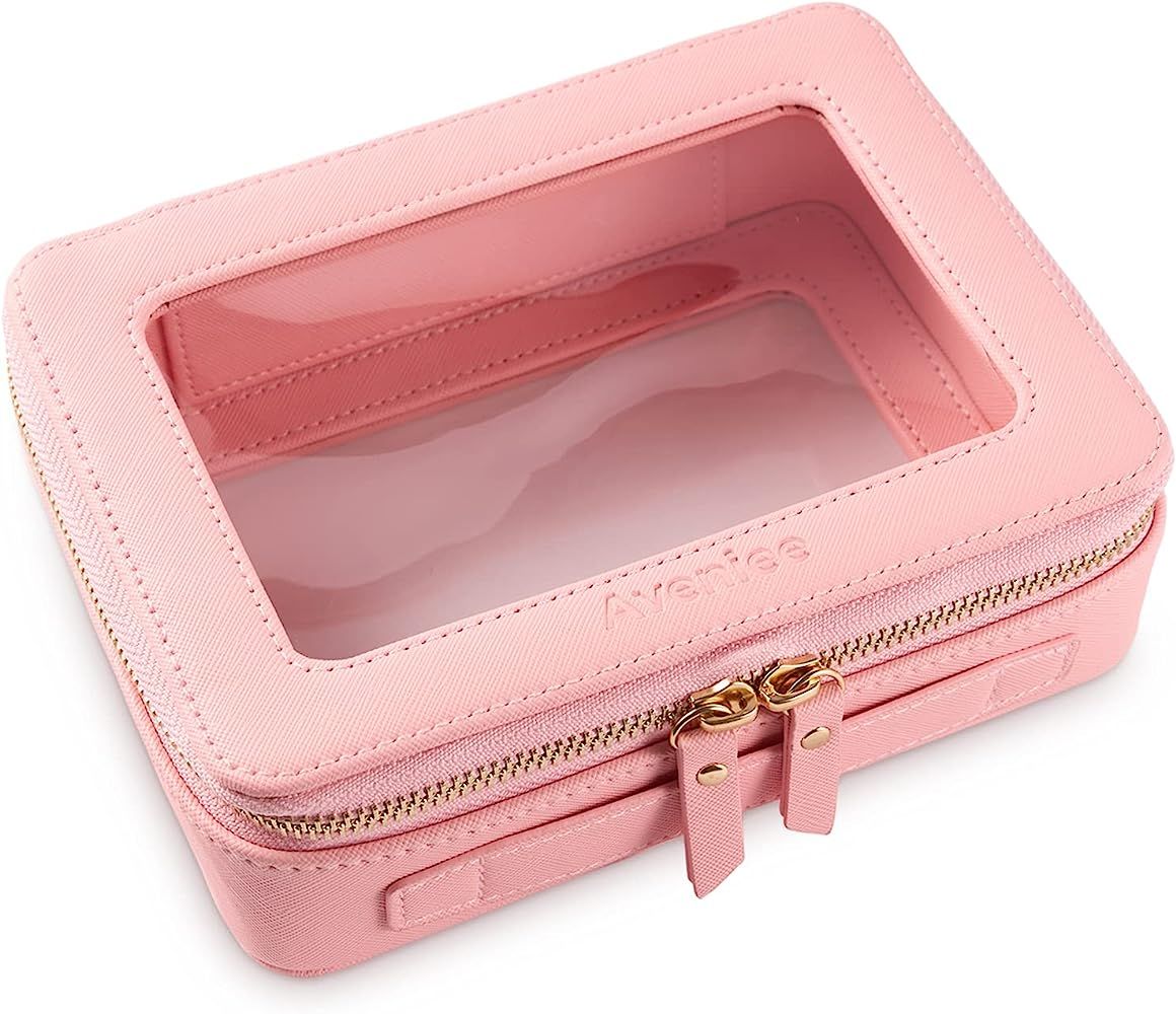 Clear Makeup Bag with Zipper, Travel Toiletry Cosmetic Case Beauty Organizer for Women Girls, Heavy  | Amazon (US)