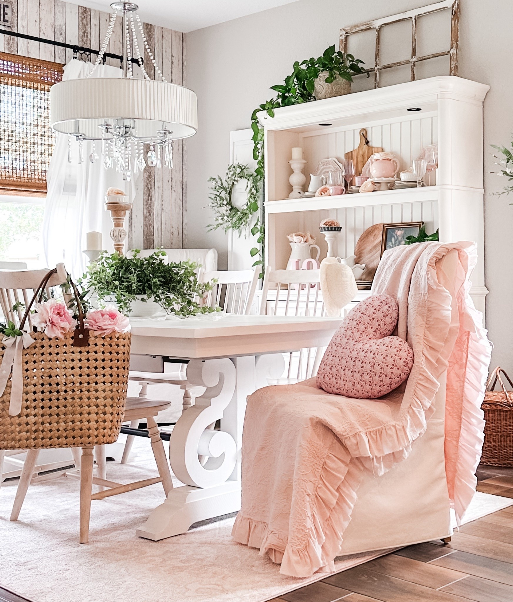 Valentine day pillows and wreaths. Romantic dining room
Cottage style dining room inspiration 💗
Hearts
Valentine’s Day gifts 
White table 
White hutch 

#LTKFindsUnder100 #LTKSeasonal #LTKHome