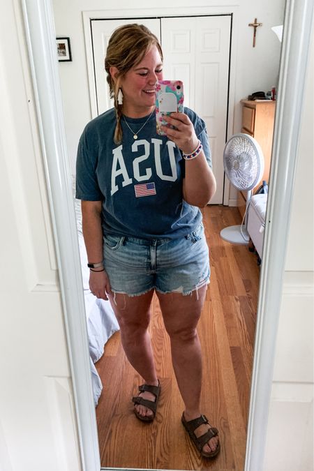 My exact shirt isn’t linkable but I’ll link similar. Shorts are from Aerie and have a stretchy waistband. ❤️🤍💙

Memorial Day outfit
4th of July outfit 
Red white blue
Denim shorts
Patriotic graphic tee 

#LTKSeasonal #LTKMidsize #LTKFindsUnder50