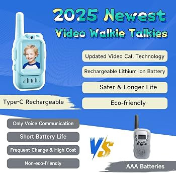 Kids Video Walkie Talkies, 2 Pack Long Range Walkie-Talkie for Kids, Rechargeable Video Call Toys... | Amazon (US)