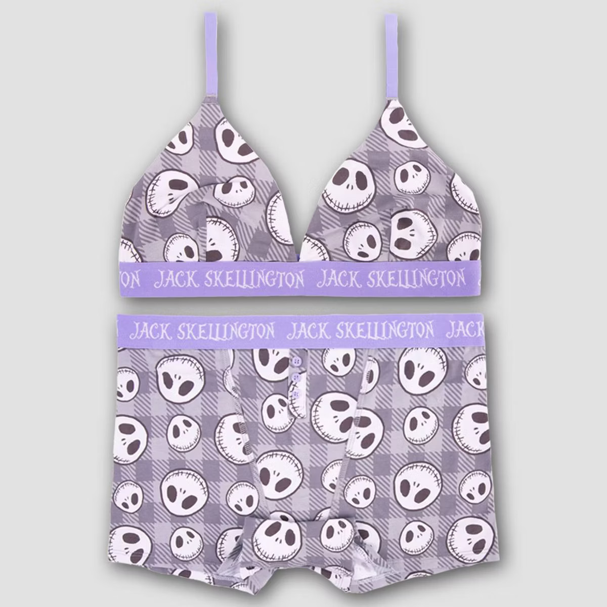 Women's Nightmare Before Christmas Bralette & Boxer Set - Purple | Target