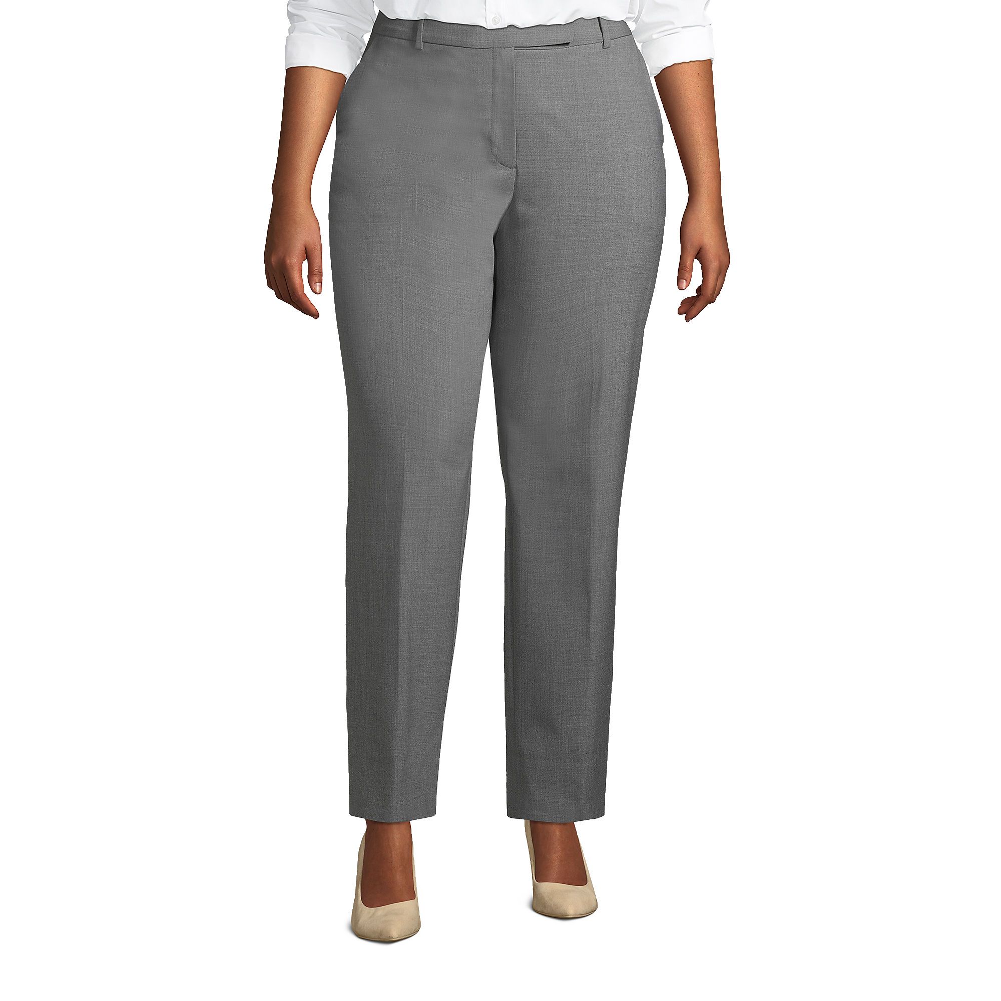 School Uniform Women's Plus Size Washable Wool Straight Modern Pants | Lands' End (US)