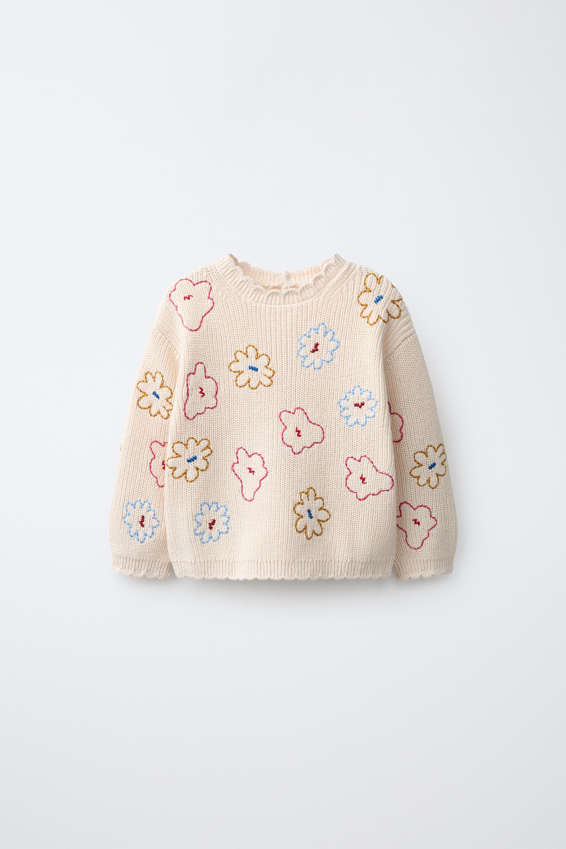 100% COTTON FLORAL EMBROIDERED JUMPER | Zara UK