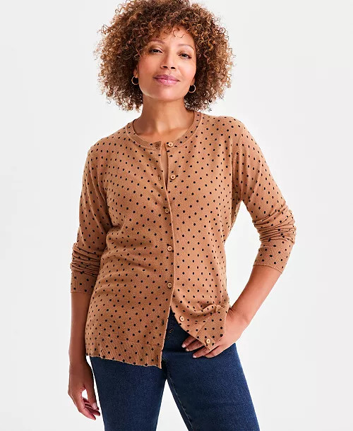Style & Co Women's Printed Crewneck Button-Front Cardigan, Macy's Exclusive  - Macy's | Macy's