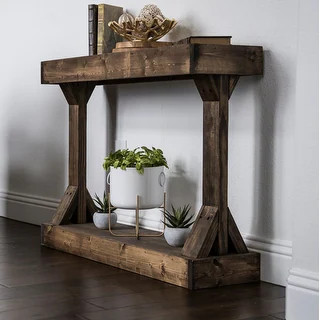 Barb Small Rustic Solid Wood Console Table by Del Hutson Designs | Bed Bath & Beyond