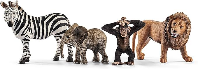 Schleich Wild Life, Animal Figurines, 4-Piece Toy Animals Gift Set for Kids with Lion, Zebra, Mon... | Amazon (US)