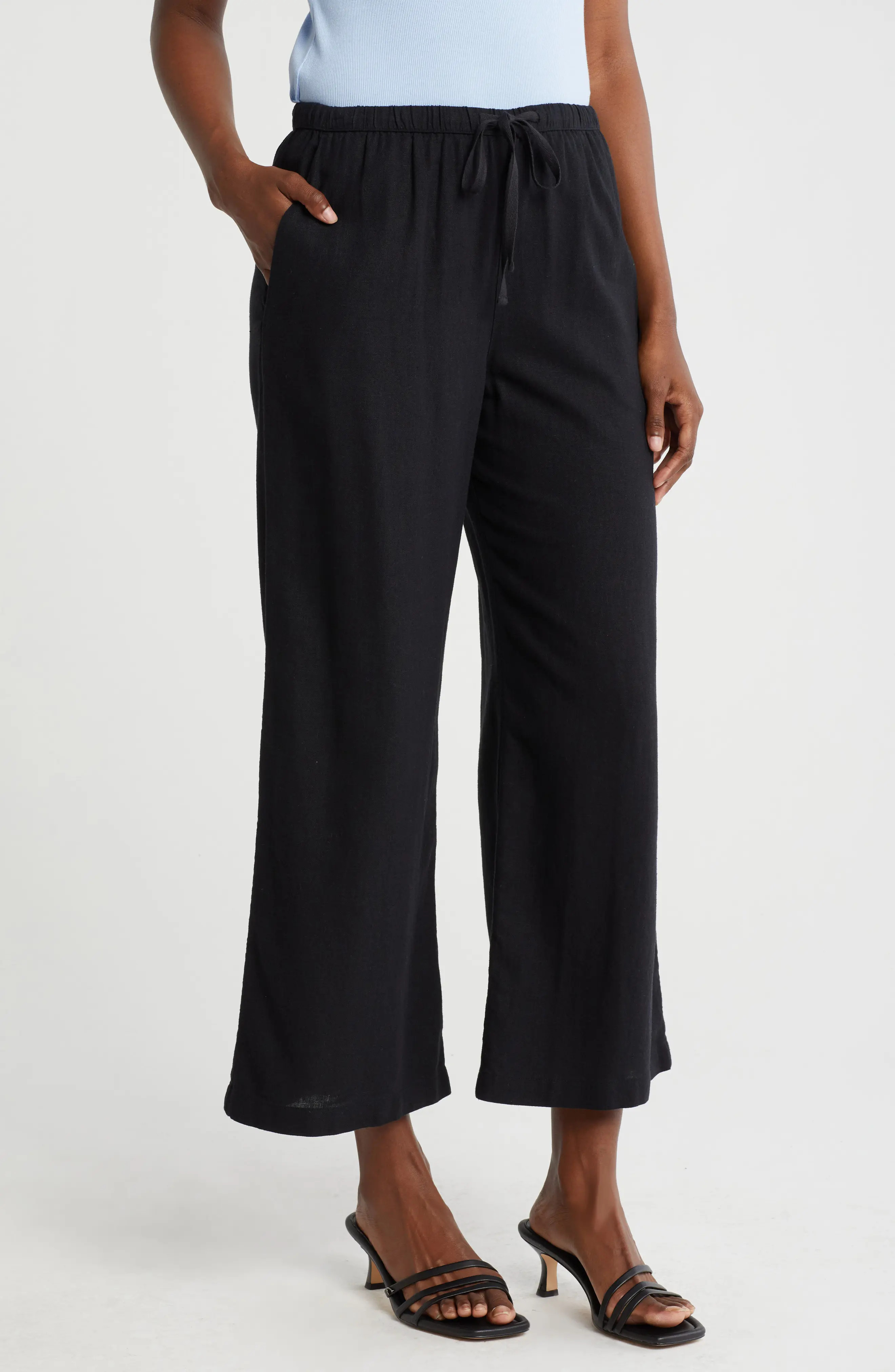 Pull-On Crop Wide Leg Linen Blend Pants (Women) | Nordstromrack | Nordstrom Rack