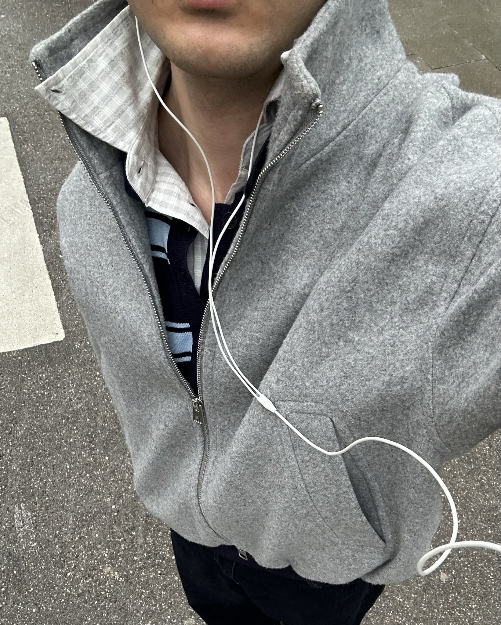 Frühling outfit | Übergangs jacke grau | hemd weiß Karriert| gestreiftes polo blau | dunkele jeans 

#LTKherren #LTKdeutschland #LTKspring