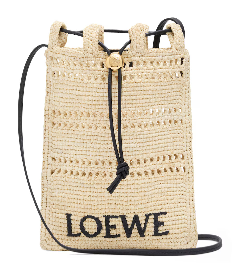 x Paula's Ibiza Raffia Drawstring Pocket Bag | Harrods