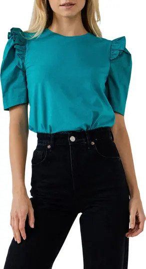 English Factory Mini Ruffle Puff Sleeve T-Shirt | Nordstrom | Nordstrom