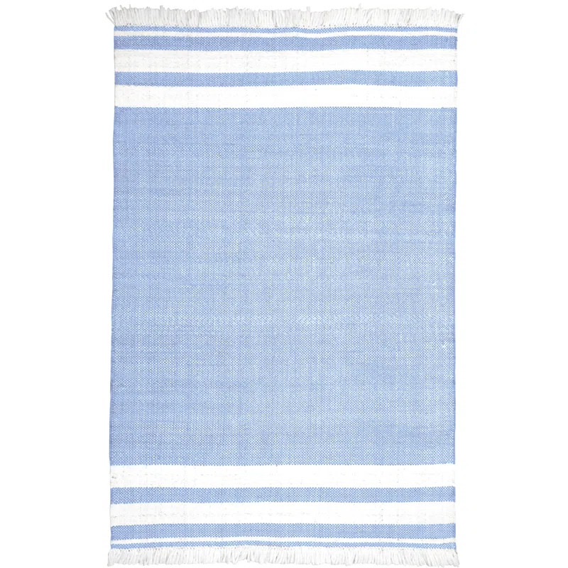Elena Handwoven Striped Blue/White Indoor/Outdoor Performance Rug | Wayfair North America