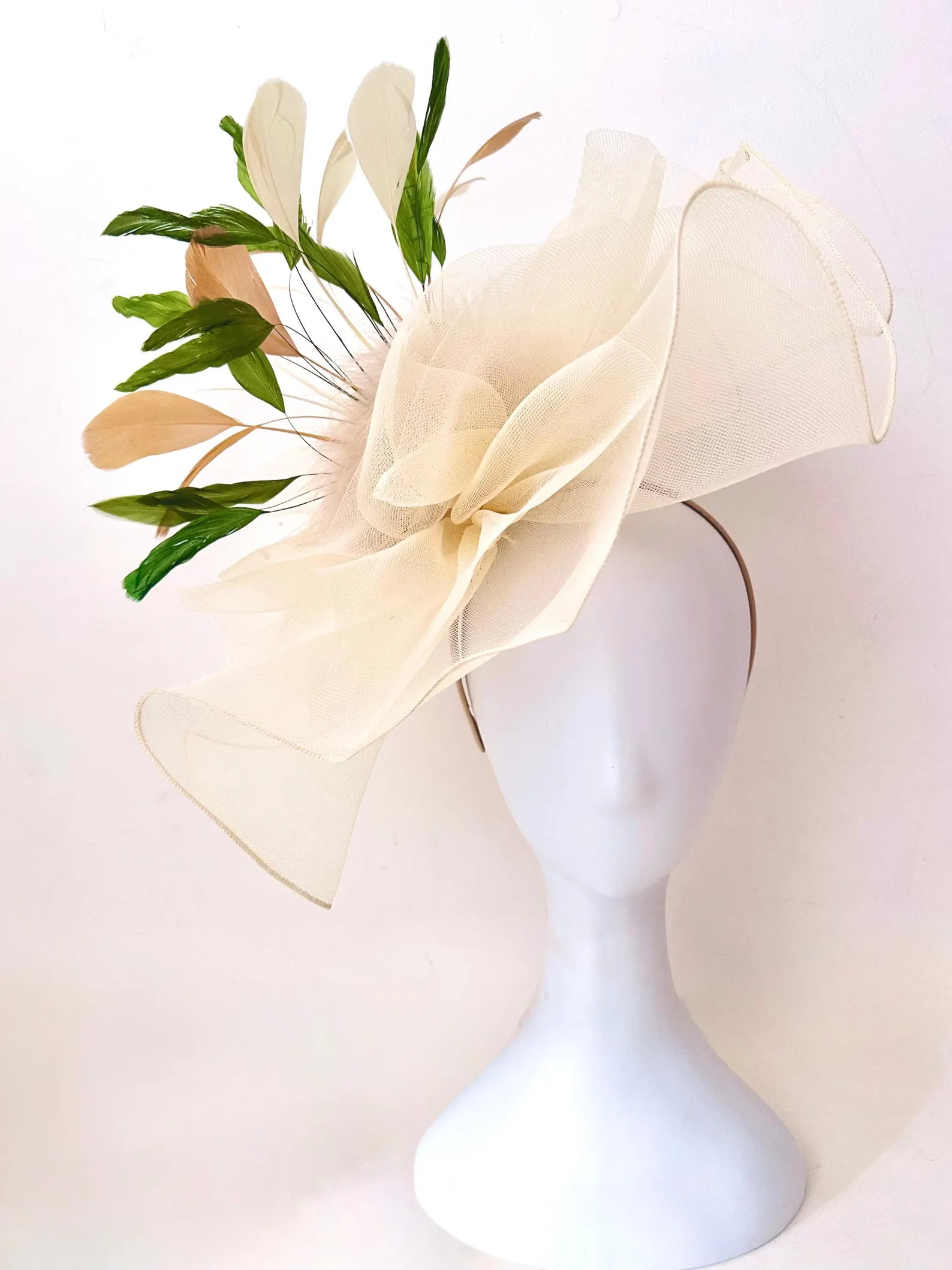 Green Beige Kentucky Derby Fascinator Hat,Big Sheer Derby Hat, Dusty Rose Pink Orange Navy White ... | Etsy (Global)