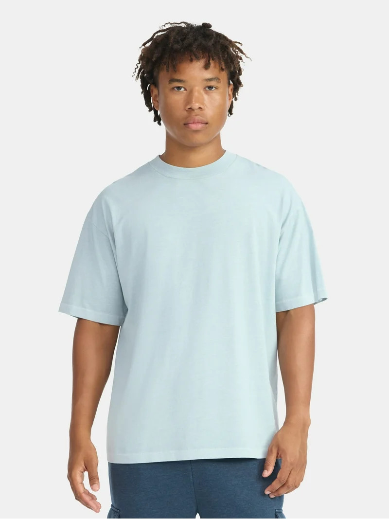 No Boundaries All Gender Cotton Oversize Tee with Short Sleeves, Men's and Big Men's - Walmart.co... | Walmart (US)