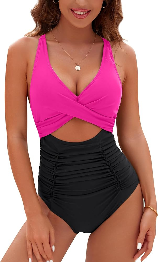 Blooming Jelly Womens One Piece Swimsuits Push Up Tummy Control Bathing Suit Cutout Ruched Slimmi... | Amazon (US)