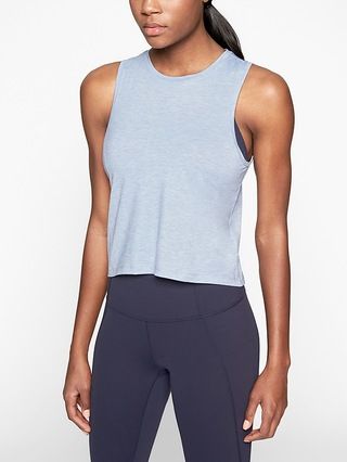 Athleta Womens Studio Crop Tank Clear Blue Heather Size L | Athleta