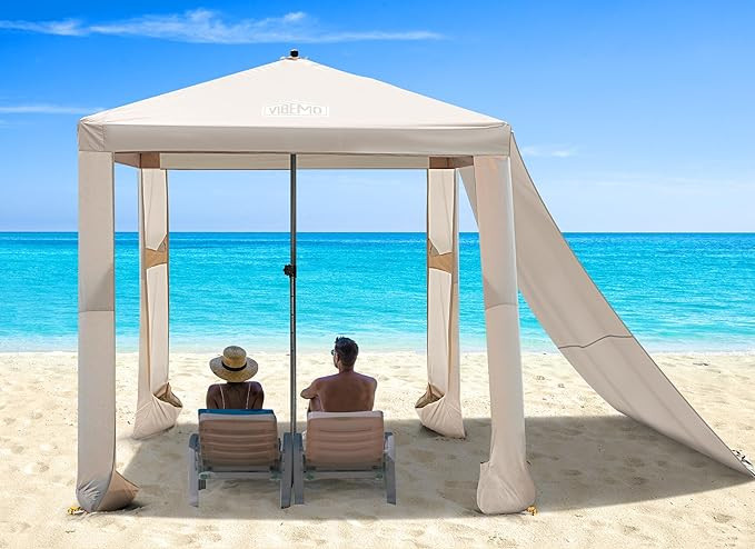 Beach Cabana, 6.2' x 6' Portable Beach Canopy with Side Wall, 4 Adjustable Height, UPF 50+ UV Pro... | Amazon (US)