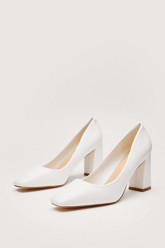 Faux Leather Block Heel Court Shoes | NastyGal (UK, IE)