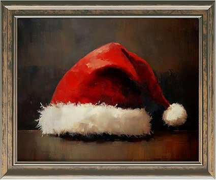 Generic Santa Hat Print, Vintage Santa Wall Decor, Rustic Christmas Art, 8x10 inch Print, Unframe... | Amazon (US)