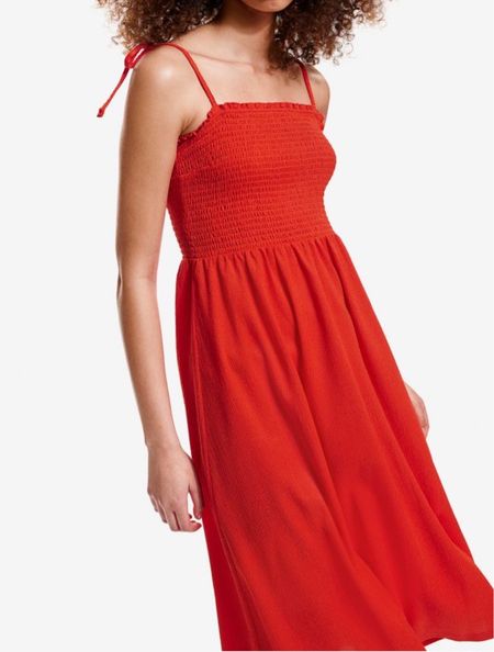 Red smocked midi dress - Memorial Day outfit - Fourth of July outfit - summer 4th of July outfit 

#LTKfindsunder50 #LTKSeasonal #LTKstyletip