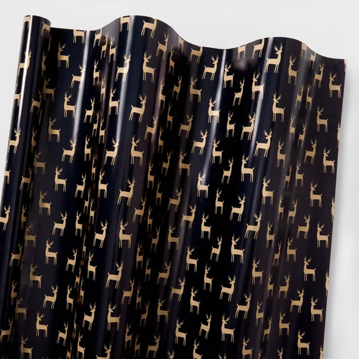 100 sq ft Deer Gift Wrap Black - Wondershop™ | Target