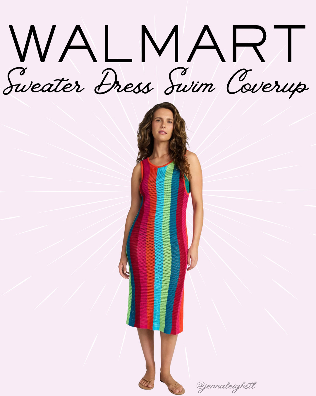 Loving this bright Time and Tru women’s sweater dress swim coverup from Walmart. Such a fun piece for pool days and beach trips. ☀️🏖️ 

 #LTKSeasonal #LTKMidsize #LTKSwim