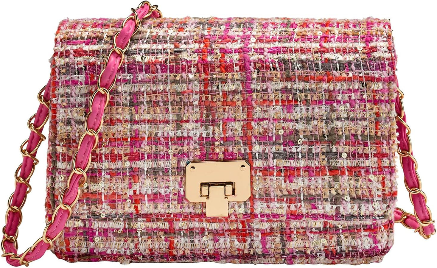 Blisfulady Women's Tweed Plaid Shoulder Bag Trendy Purse Handbag PU Leather Crossbody Evening Bag... | Amazon (CA)