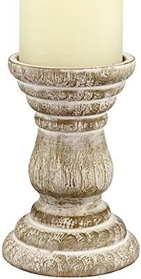 Stonebriar Antique White Wooden Pillar Candle Holder, Vintage Seaside Pillar Stand for Dining Tab... | Amazon (US)