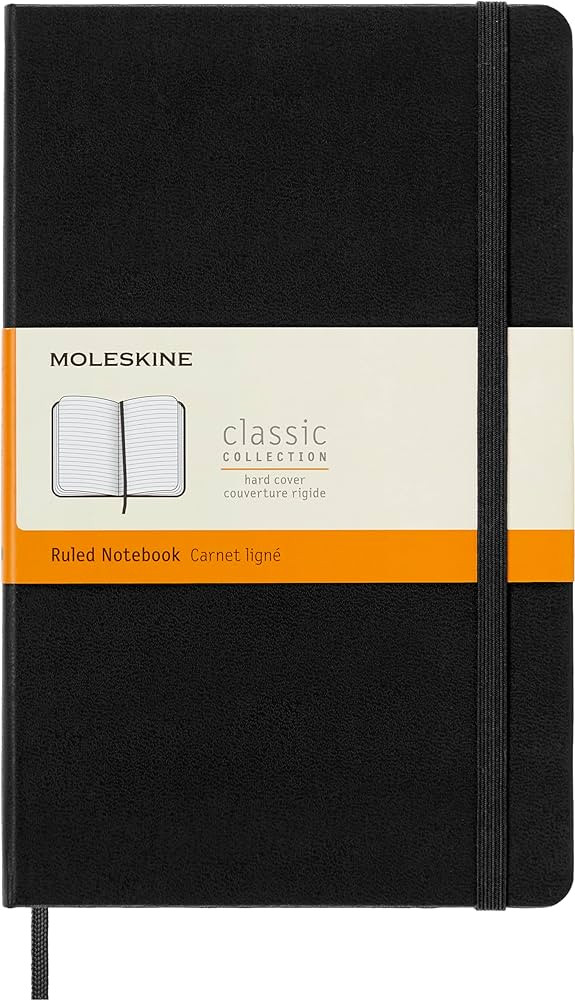 Moleskine Classic Notebook, Large, Ruled, Black, Hard Cover (5 x 8.25) | Amazon (US)