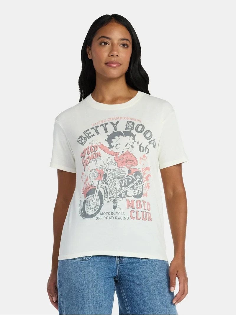 Betty Boop Women's Graphic Tee with Short Sleeves, Sizes XXS-XXL | Walmart (US)