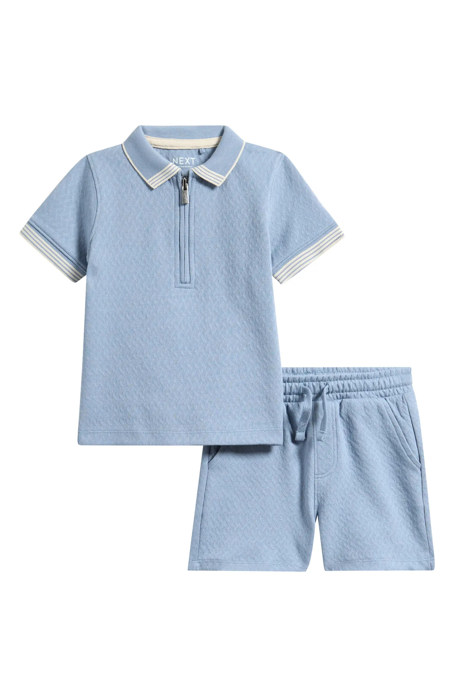 Kids' Core Stretch Cotton Quarter Zip Polo & Shorts Set | Nordstrom