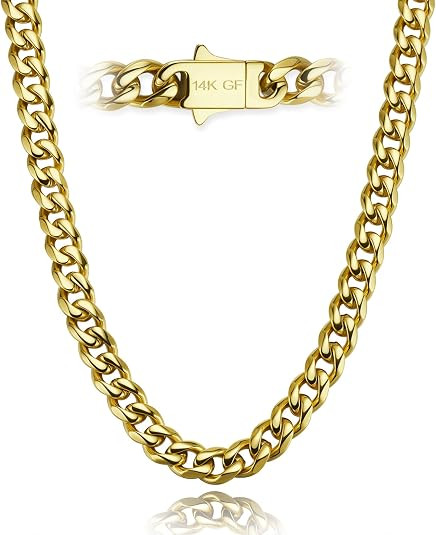 5MM Cuban Link Chain for Men Women 316L Stainless Steel Based with 925 Sterling Silver Filled Sil... | Amazon (US)