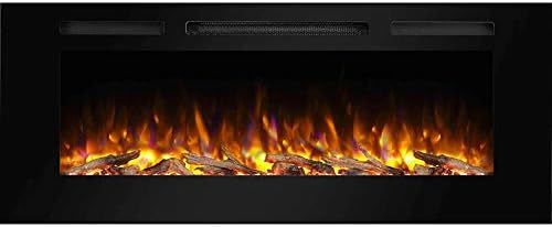 PuraFlame Alice 50 Inches Recessed Electric Fireplace, Flush Mounted for 2 X 6 Stud, Log Set & Cr... | Amazon (US)