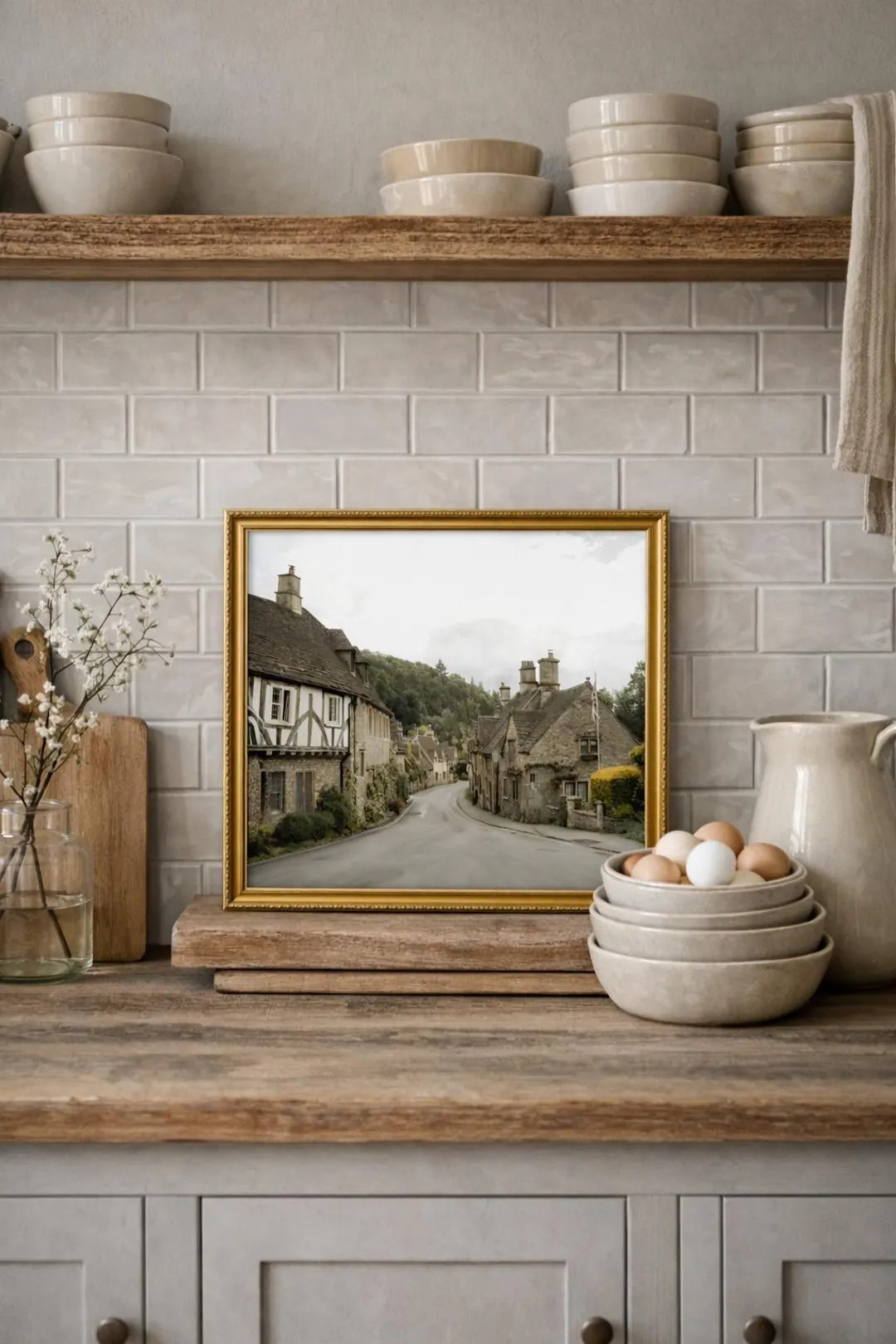 Storybook Row Cotswolds – Landscape Vintage Artwork, Framed or Unframed Watercolor Print | Etsy (US)