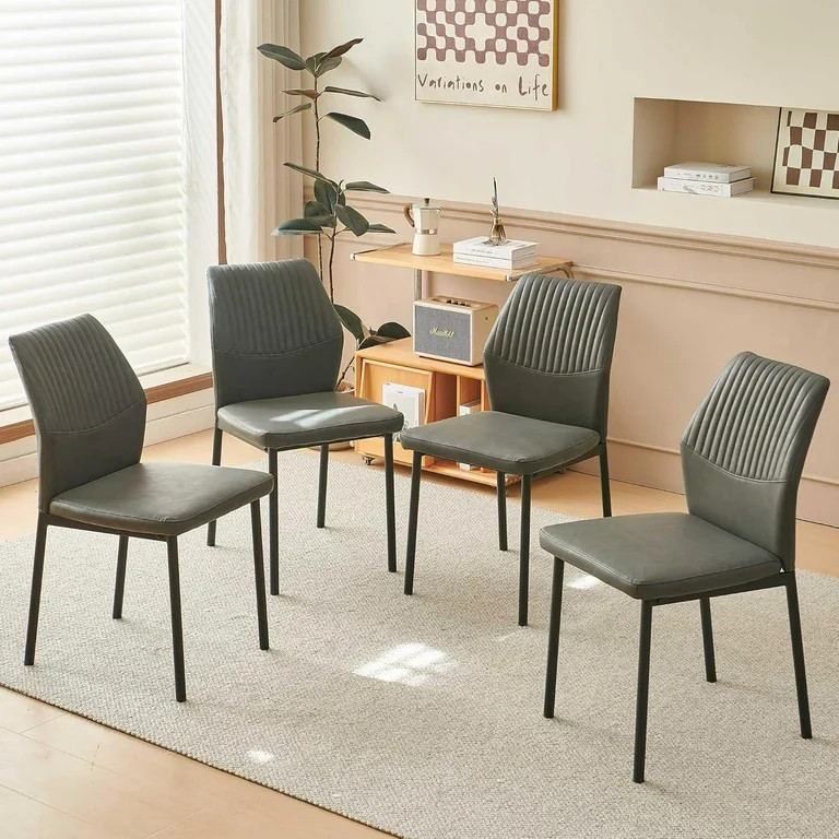 NORDICANA Dining Chairs Set of 4,Modern Leather Home Kitchen Chairs Upholstered for Dining Room, ... | Walmart (US)